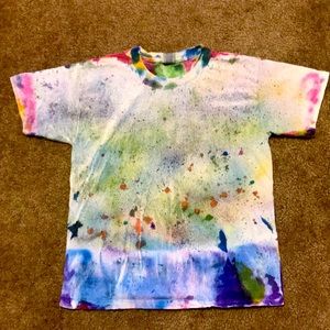 Rainbow sprayed t-shirt.